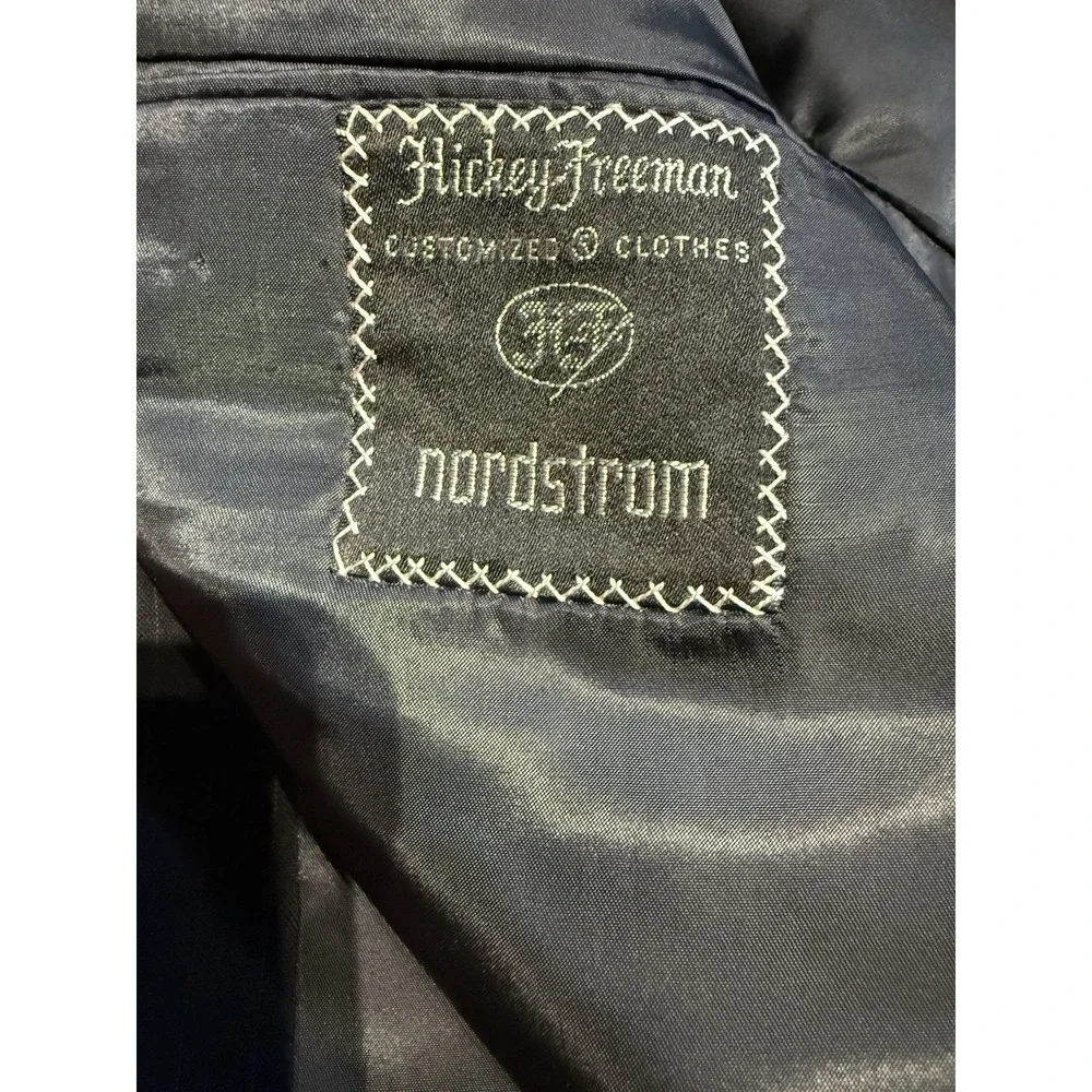 Hickey Freeman Blazer 44R Navy Pinstripe Wool Canterbury Collection USA Made Y2K